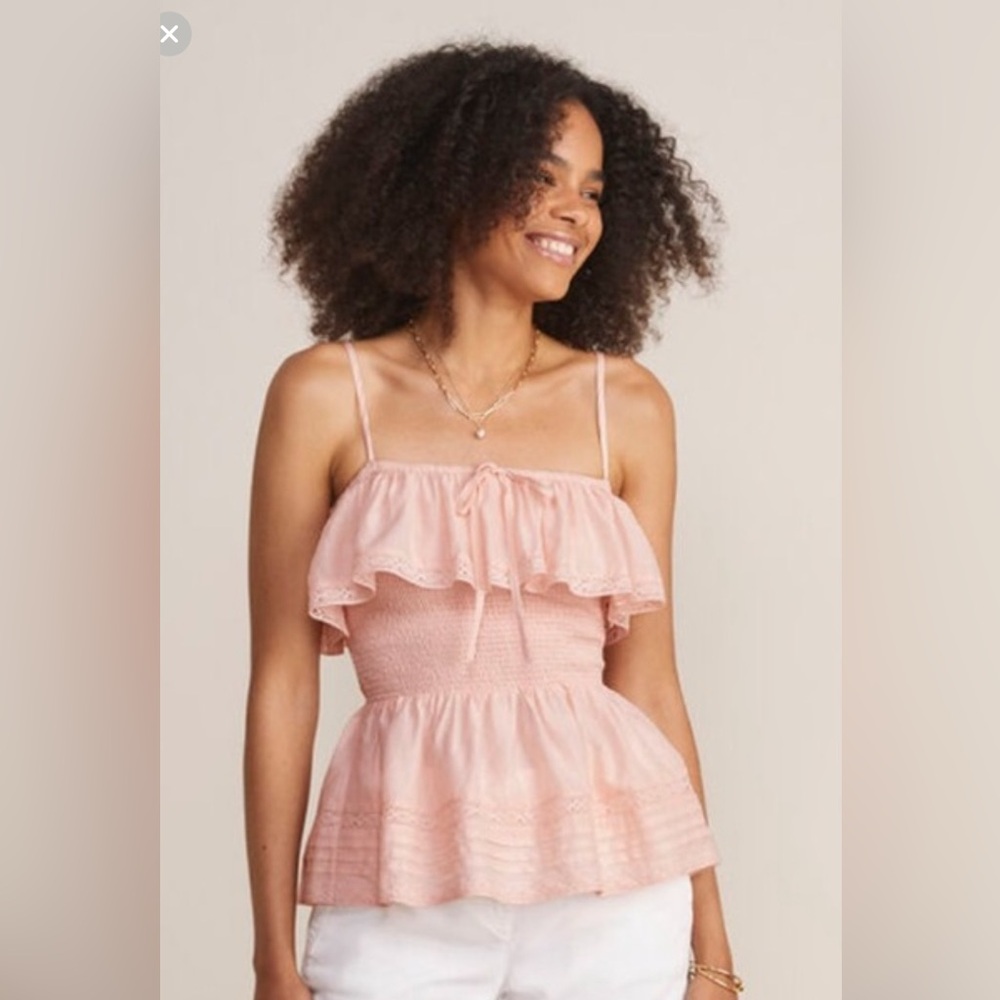 Smocked Lace Pintuck Top Vineyard Vines Size S